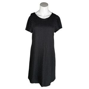 Maeve Anthropologie Women's Shift Dress Medium Black Microdots Short Sleeve